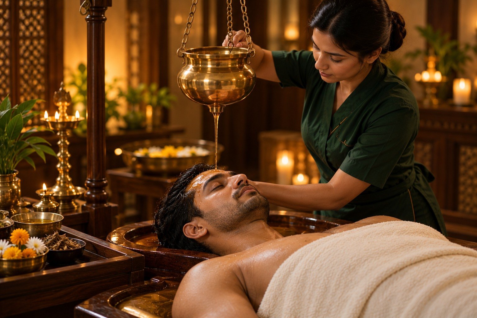 Shirodhara therapy at Anant Spa Ahmedabad